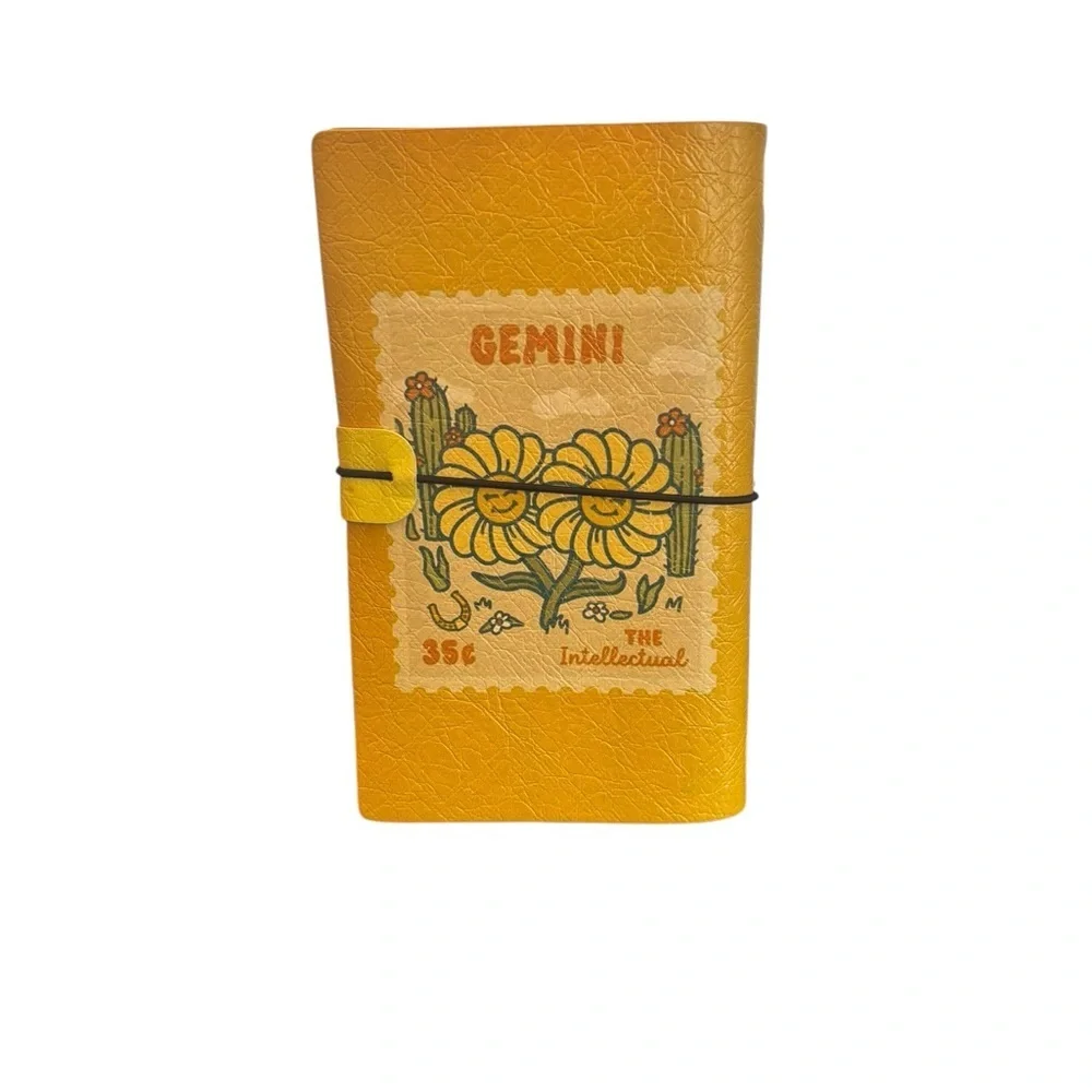 Travelers Notebook Journal Refillable Faux Leather A3 Zodiac Gemini Yellow